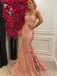 Simple Mermaid Spaghetti Straps Pink Cheap Long Prom Dresses,RBPD0112