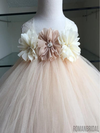 Lace Strap Handmade Flower Pixie Tutu Dresses, Afford Flower Girl Dresses,  FG041