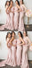 Newest Spaghettis Straps Backless Appliques Mermaid Sleeveless Pink Bridesmaid Dresses, BD0417