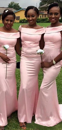 New Fashion Off-shoulder Pink Cheap Mermaid Simple Bridesmaid Dresses, BD0454