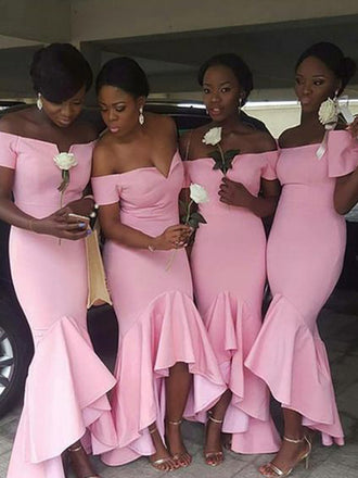 Mermaid Sweetheart Cheap Sexy Hi-low Unique Long Bridesmaid Dress, BD0473