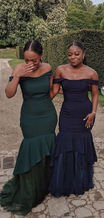New Arrival Off-shoulder Mermaid Tulle Long Bridesmaid Dresses,WG175