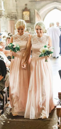 Modern Floor-length sleeveless Chiffon Lace cheap pretty popular Bridesmaid Dresses, BD0444