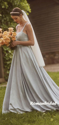 Elegant Spaghetti Straps A-line Cheap Long Wedding Dresses Online,RBWD0033