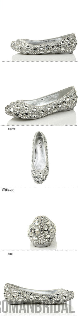 Delicate Crystal Flat Pointed Toe Rhinestone Wedding Bridal Shoes, S005