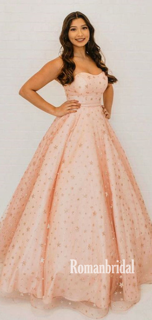 Simple Straight A-line Pink Cheap Long Prom Dresses,RBPD0113