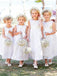 A-line Bateau Neck Sleeveless Simple White Satin Flower Girl Dresses, FG0146