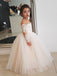 A-line Round Neck Long Sleeves Lace Tulle Flower Girl Dresses, FG0136