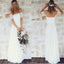 A-Line Modern Floor-length Off-the-Shoulder Short Sleeves Lace Beach Wedding Dress, WD0329