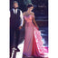 Charming Off-shoulder Pink Lace Long Prom Dress With Train, PD0609