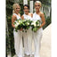 Modest white floor length one-shoulder Pleats simple cheap Bridesmaid Dresses, BD0445