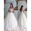 A-line Sleeveless Lace Appliques Backless Wedding Dresses With Train, WD0410