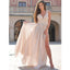 Floor-length A-Line V-Neck Appliques Top Chiffon Split Long Prom Dress, PD0136