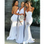 Modest Mermaid Simple A-Line V-Neck Long White Sexy Cheap Bridesmaid Dress, BD0510