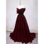 Gorgeous Burgundy Lace Back Up Prom Dresses With Belt, PD0703