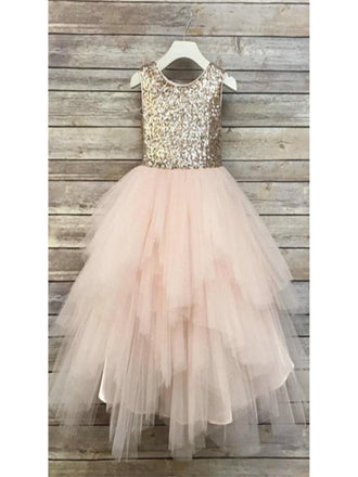 Sequin Top Rose gold Flower Girl Dress, Champagne and Ivory tutu flower girl dresses, FG0126