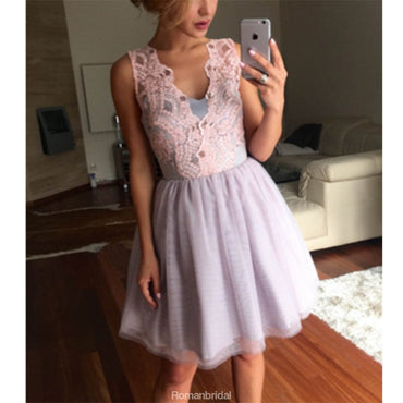 New Arrival lace Short Prom Dress Party Dress, sleeveless cute homecoming dresses,  HD0337