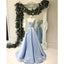 Spaghetti Straps Lace Up Back Simple Blue Prom Dress, PD0640