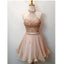 New Arrival Two-Pieces sleeveless Halter Blush Pink Short Prom Dresses, Homecoming Dresses, HD0330