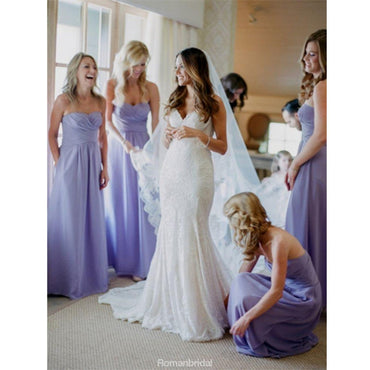 Lovely Sweetheart Sleeveless Floor Length Ruched Lavender Long Bridesmaid Dress , BD0500