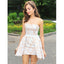Elegant A-line Strapless White Lace short prom dresses, popular Homecoming Dress, HD0332