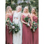 Charming V Neck Spaghetti Straps Chiffon Long Bridesmaid Dresses, BD0035