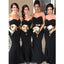 Two pieces Floor-length Mermaid Strapless Sweetheart Black Bridesmaid Dress, BD0470