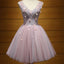 Charming V-neck short mini prom dress, Seam beads applique party dresses, Back strap homecoming Dresses,HD0328