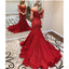 Amazing Off-shoulder Mermaid Red Lace Prom Dress With Train, PD0644