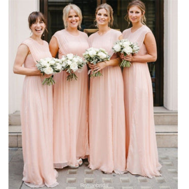 Hot selling Floor-length chiffon Round neck sleeveless simple cheap Bridesmaid Dresses, BD0457