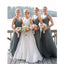 Long Grey V-neck Chiffon Wedding Party Dress, Cheap Simple Bridesmaid Dresses, BD0496