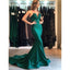 Mermaid V-neck Sleeveless Long Green Prom Dresses With Train, PD0694