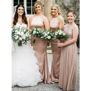 Simple Cheap Sleeveless Backless Elegant  Long Bridesmaid Dress , BD0519