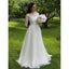 Elegant A-line Half Sleeves Lace Top Tulle Cheap Long Wedding Dress, WD0377