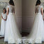 Newest Lace Top Cap sleeves Sexy Open-Back Simple Wedding Dresses With Train, WD0359
