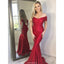 New Arrival Mermaid Off-the-Shoulder Long Red Simple Prom Dresses , PD0554