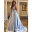 A-Line V-neck Sleeveless Backless Simple Prom Dresses, PD0667