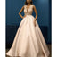 A-line Floor-length V-neck Flower Appliques Long Prom Dress, PD0627