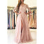 A-line 3/4 Sleeves Sexy High Split Backless Lace Prom Dress, PD0597