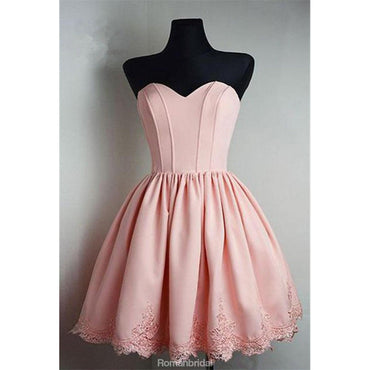 Elegant Cute Sweetheart Pink Appliques Party Dresses, Short Homecoming Dresses, HD0366