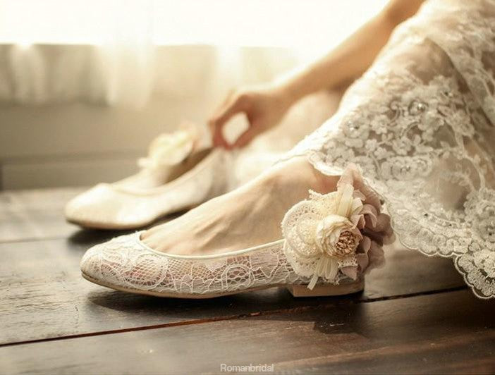 flat lace wedding shoes