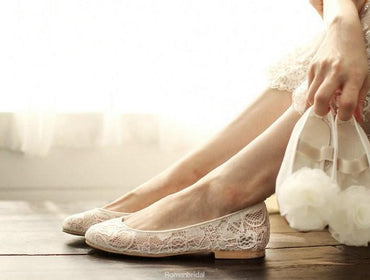Sweet Princess Lace Pointed Toes Wedding Bridal Shoes With Handmade Flower, S029