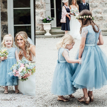 Ivory Satin Top Beaded Belt Tulle Flower Girl Dresses, Pixie Tutu Dresses, Little Girl Dresses, FG074