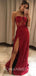 Sweetheart Strapless Red Sequins Slits Mermaid Evening Gowns Prom Dresses , WGP158