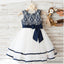 Fashion Lovely Navy  Lace Sleeveless Round Neck  Flower Girl Dresses With Bow Sash, FGS034