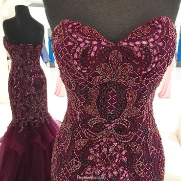 Mermaid Sweetheart Beading Long Purple Prom Dress, PD0599