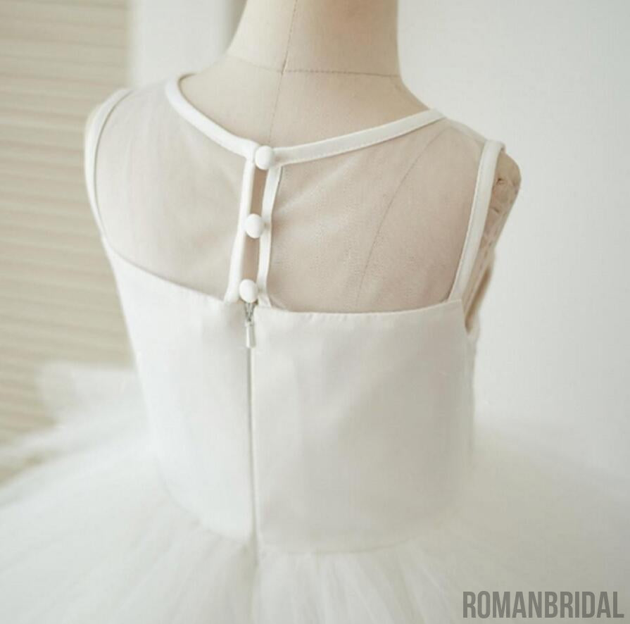 Lovely Ivory Tulle Lace Flower Girl Dresses, Ballet Dresses, Little Girl Dresses, FG072