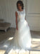 White Lace top Bateau sleeveless Appliques tulle Ball Gown Wedding Dresses with train, WD0337