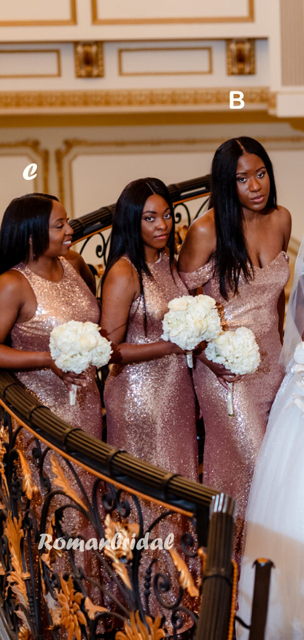 sequin maxi bridesmaid dress B213066 Sequin & Poly Chiffon Long Bridesmaid Dress with V-neckline
