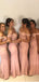 New Arrival Off-shoulder Mermaid Floor-Length Cheap Bridesmaid Dresses, WG85